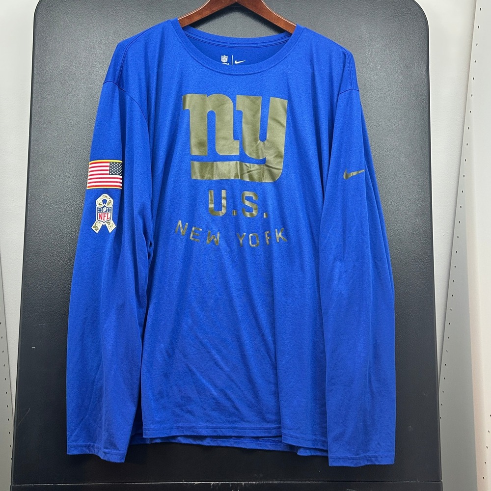 Nike Mens New York Giants Dri-FIT Long Sleeve Shirt Blue 3XL NFL On Field
